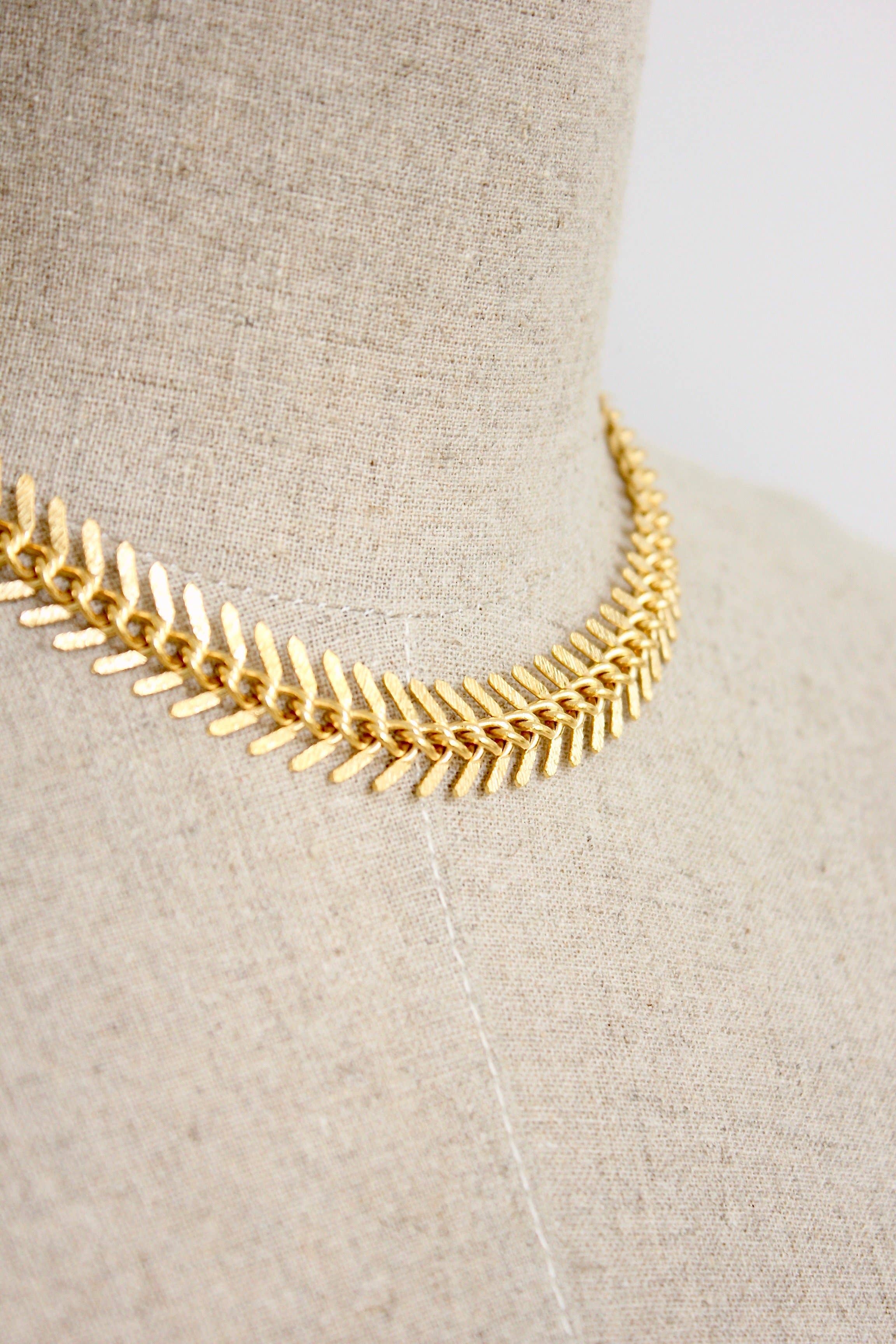 Gold Chain Fish Bone Necklace - Image 4