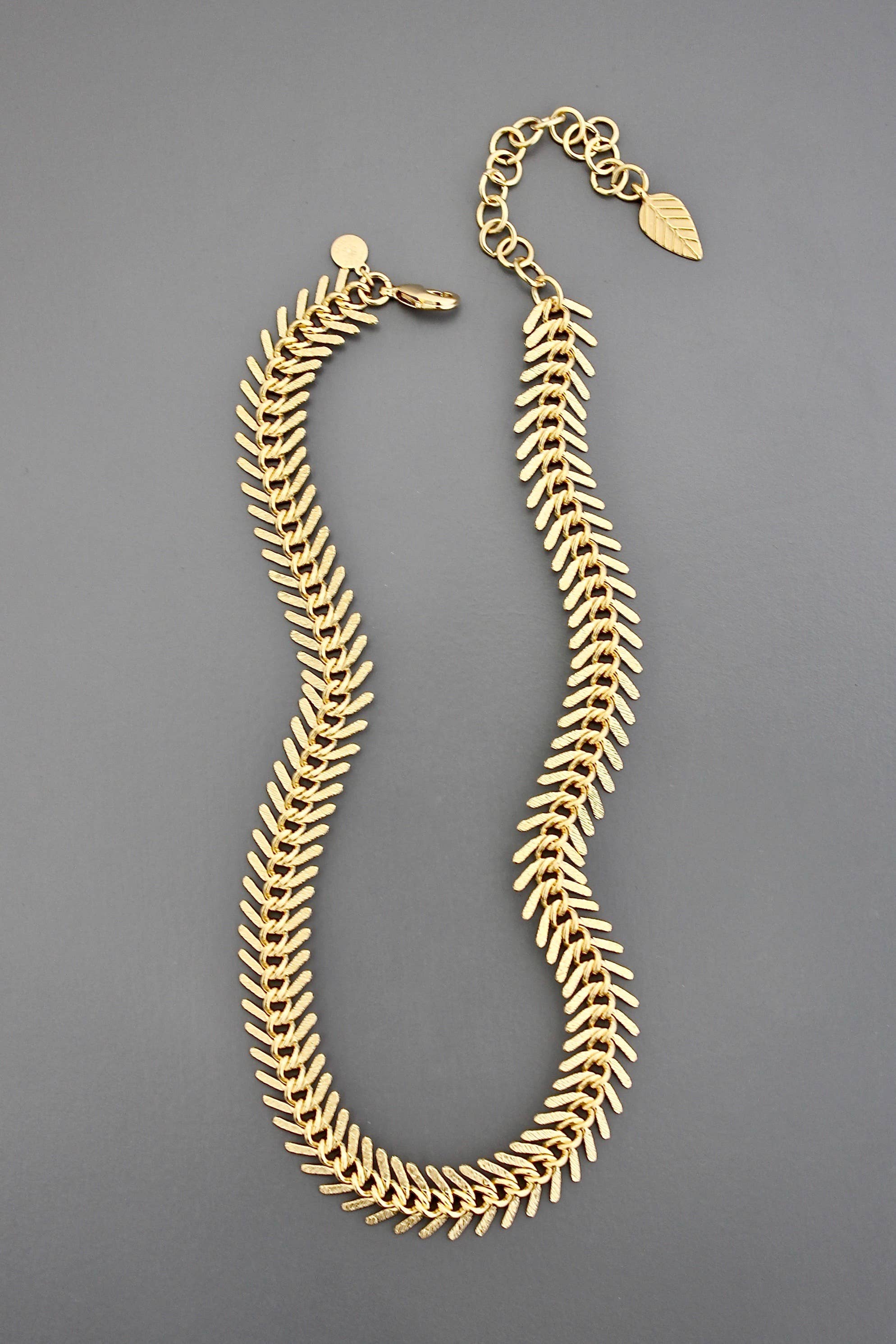 Gold Chain Fish Bone Necklace - Image 6