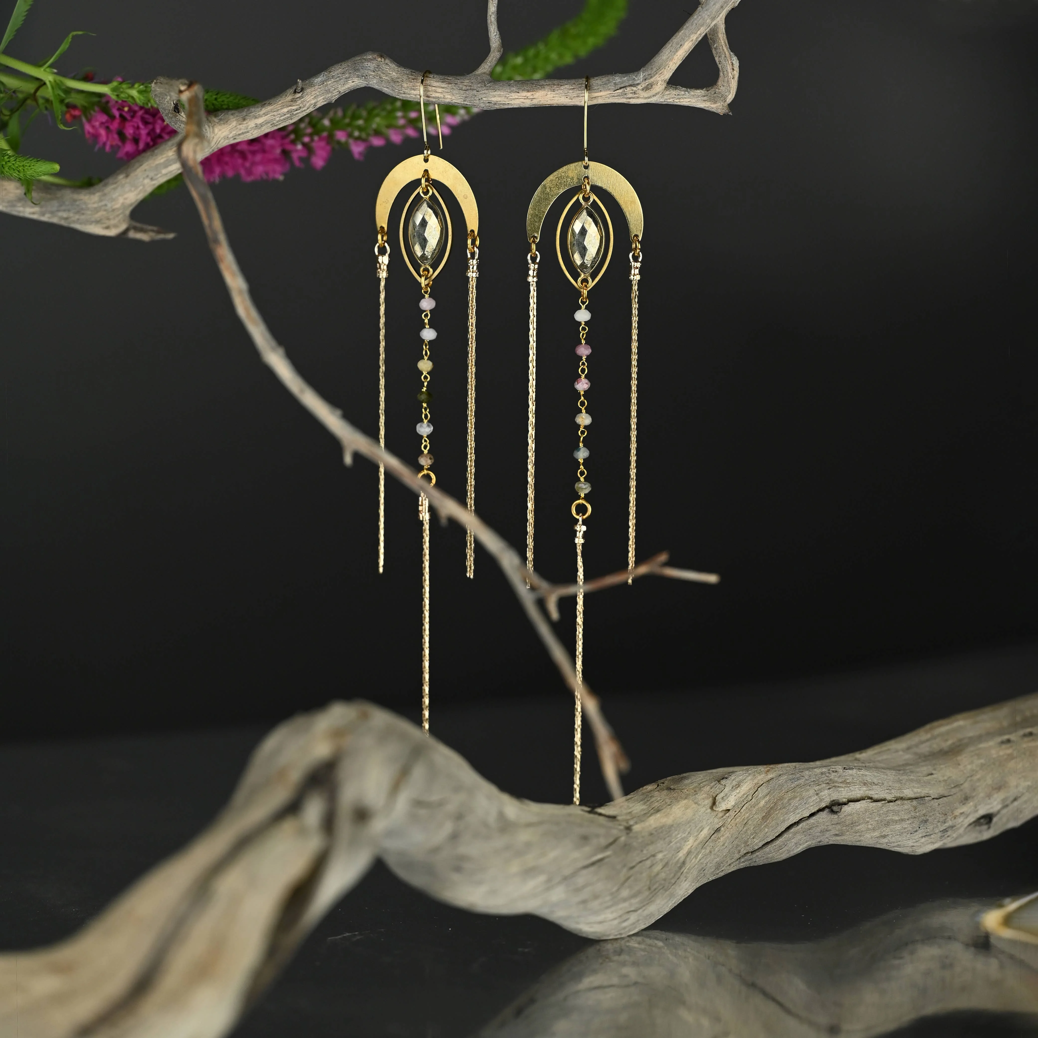 Supercharged Goddess Energy Tourmaline Arch Earrings - Image 6
