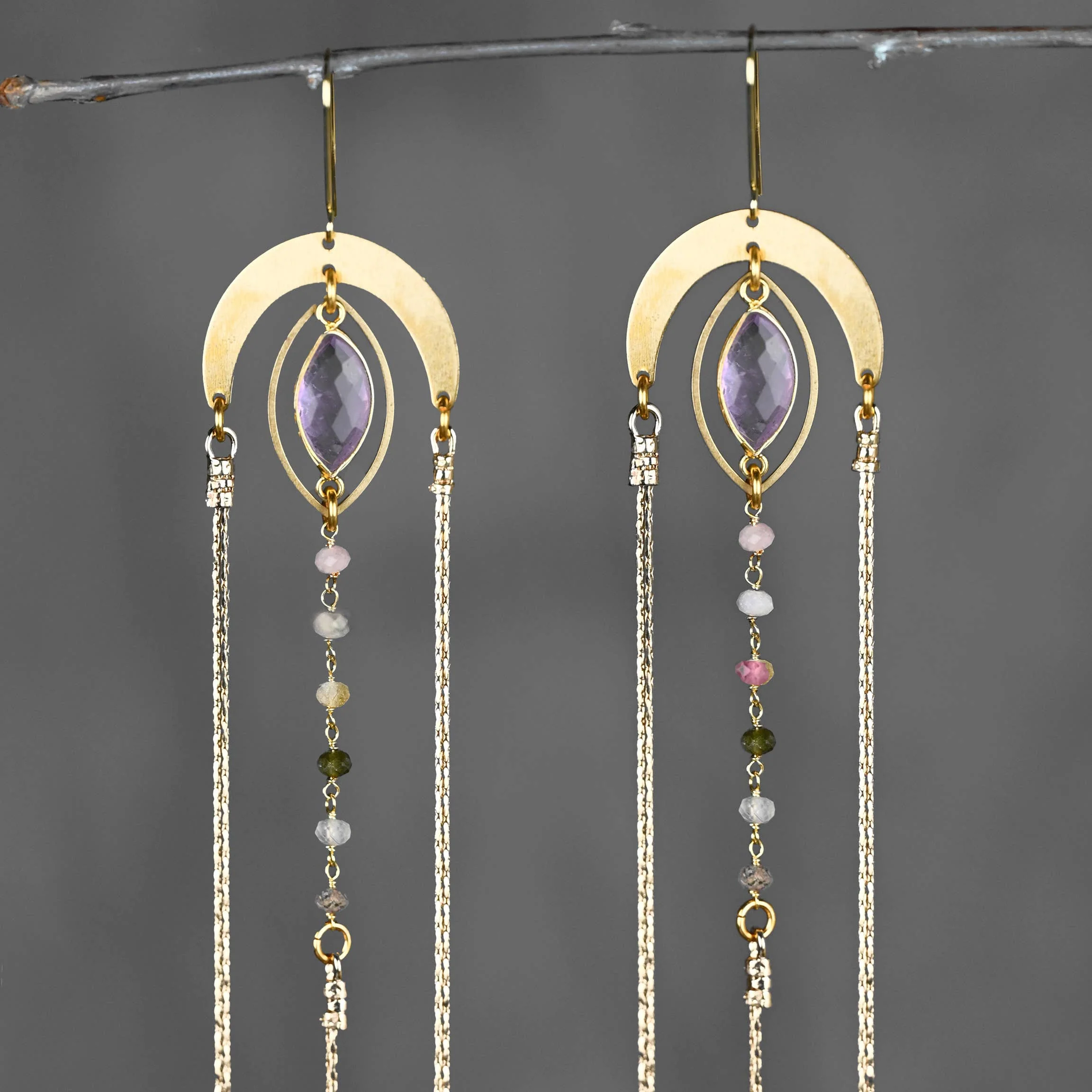 Supercharged Goddess Energy Tourmaline Arch Earrings - Image 8