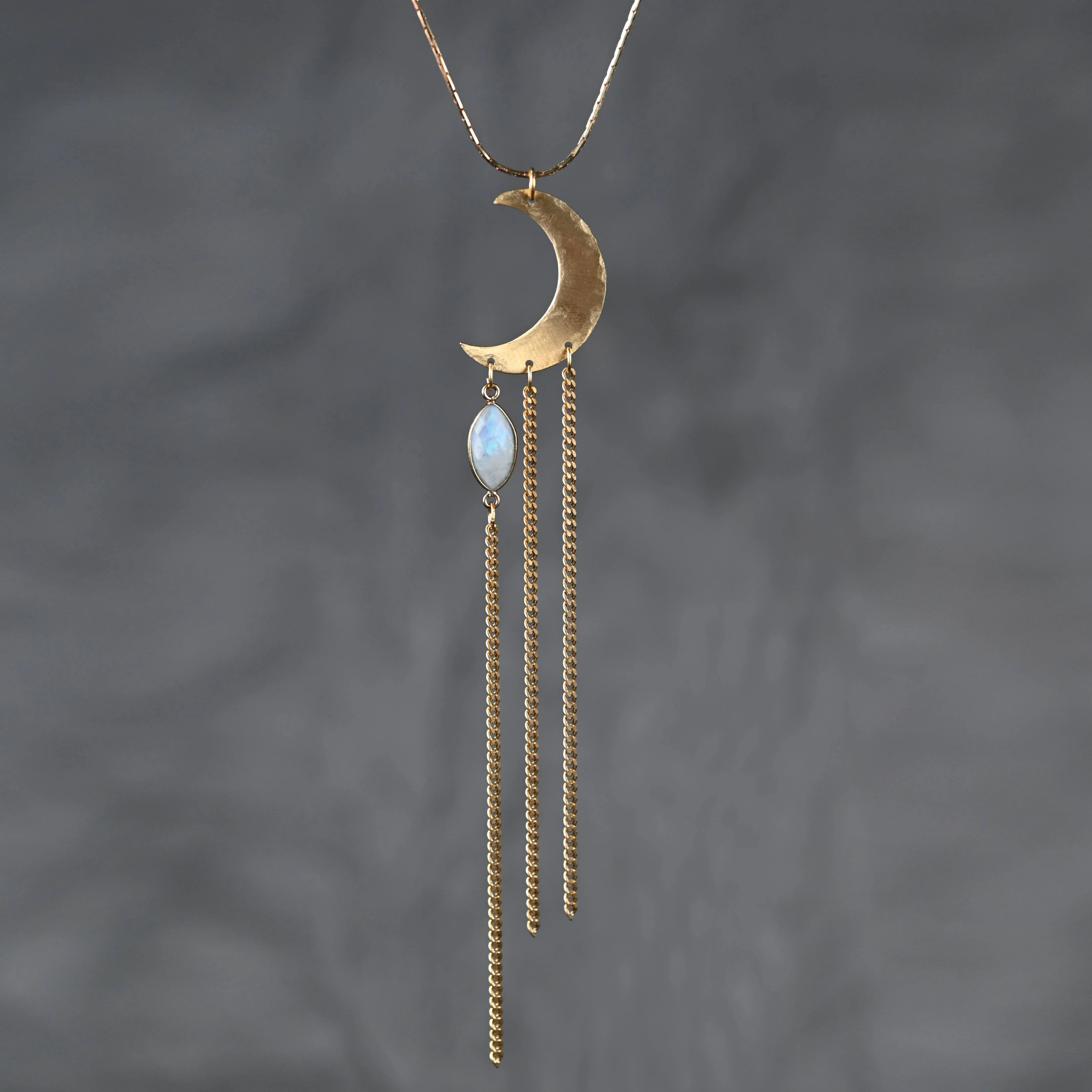 Hammered Moon w/ Semi Precious on an Adjustable Chain - Image 4