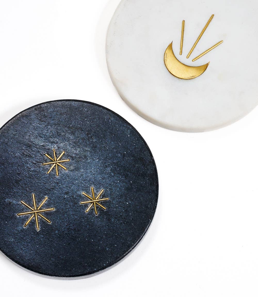 Indukala Moon Phase Marble Coasters - Black, White, Set of 4 - Image 3
