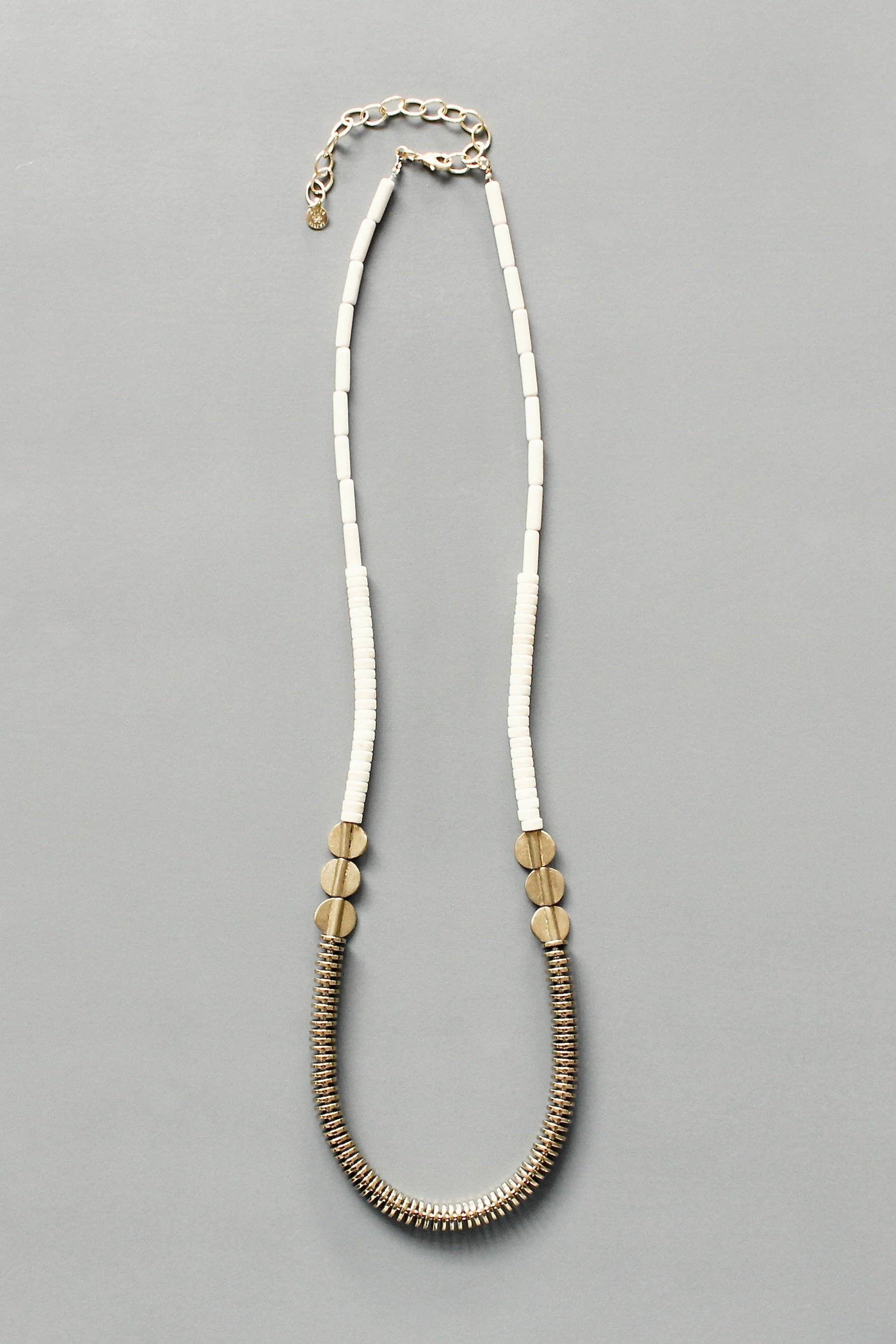 Gold Mematite and White Disc Necklace - Image 4