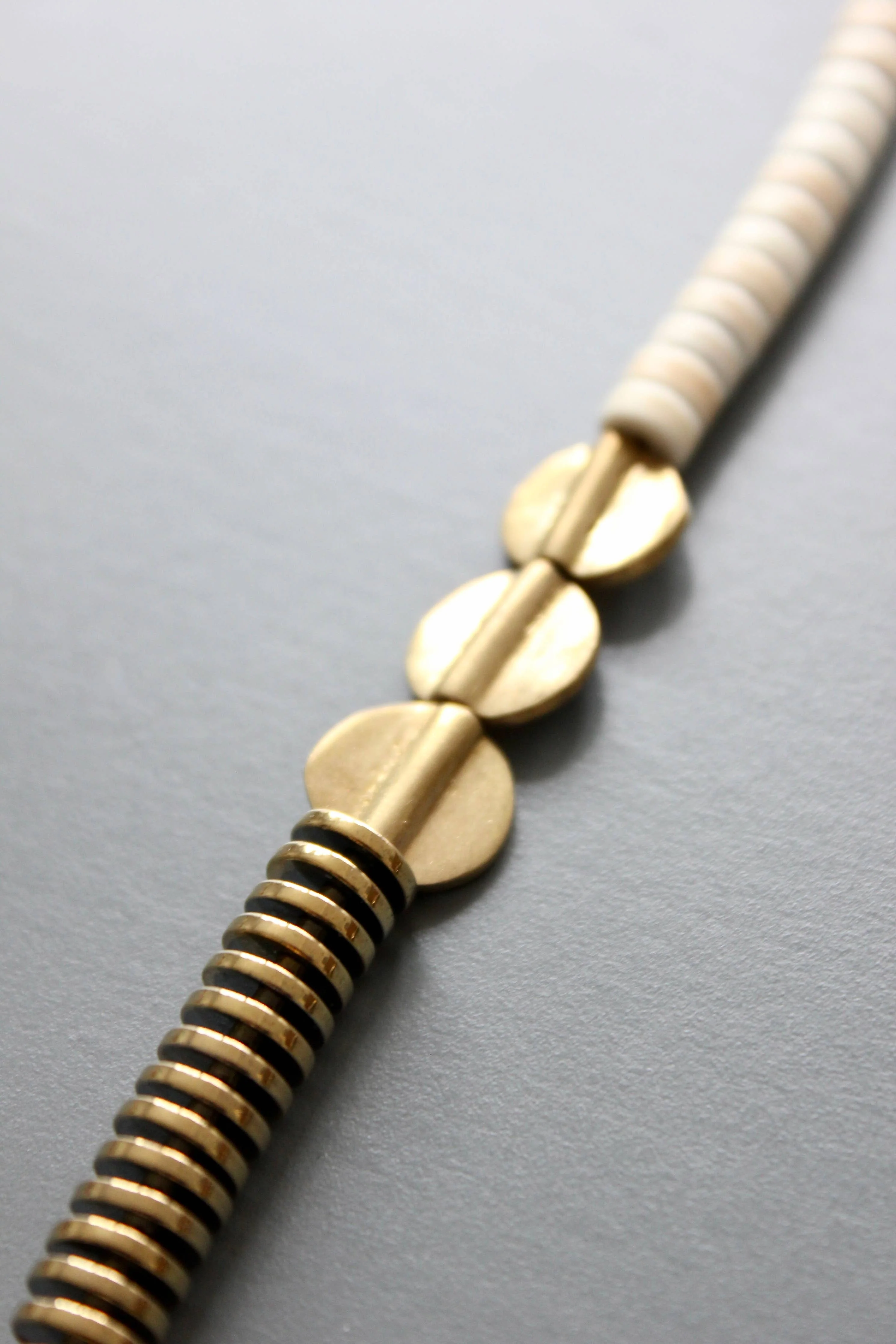 Gold Mematite and White Disc Necklace - Image 5