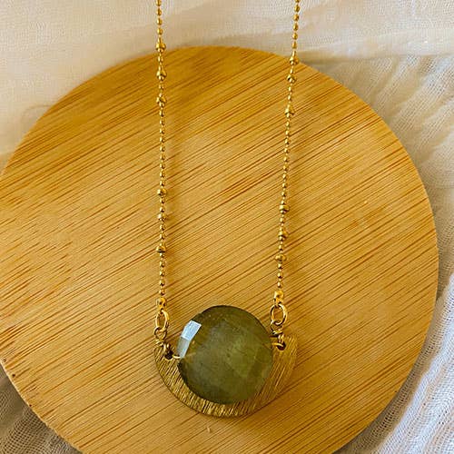 Labradorite Eclipse Half Moon Necklace - Image 2