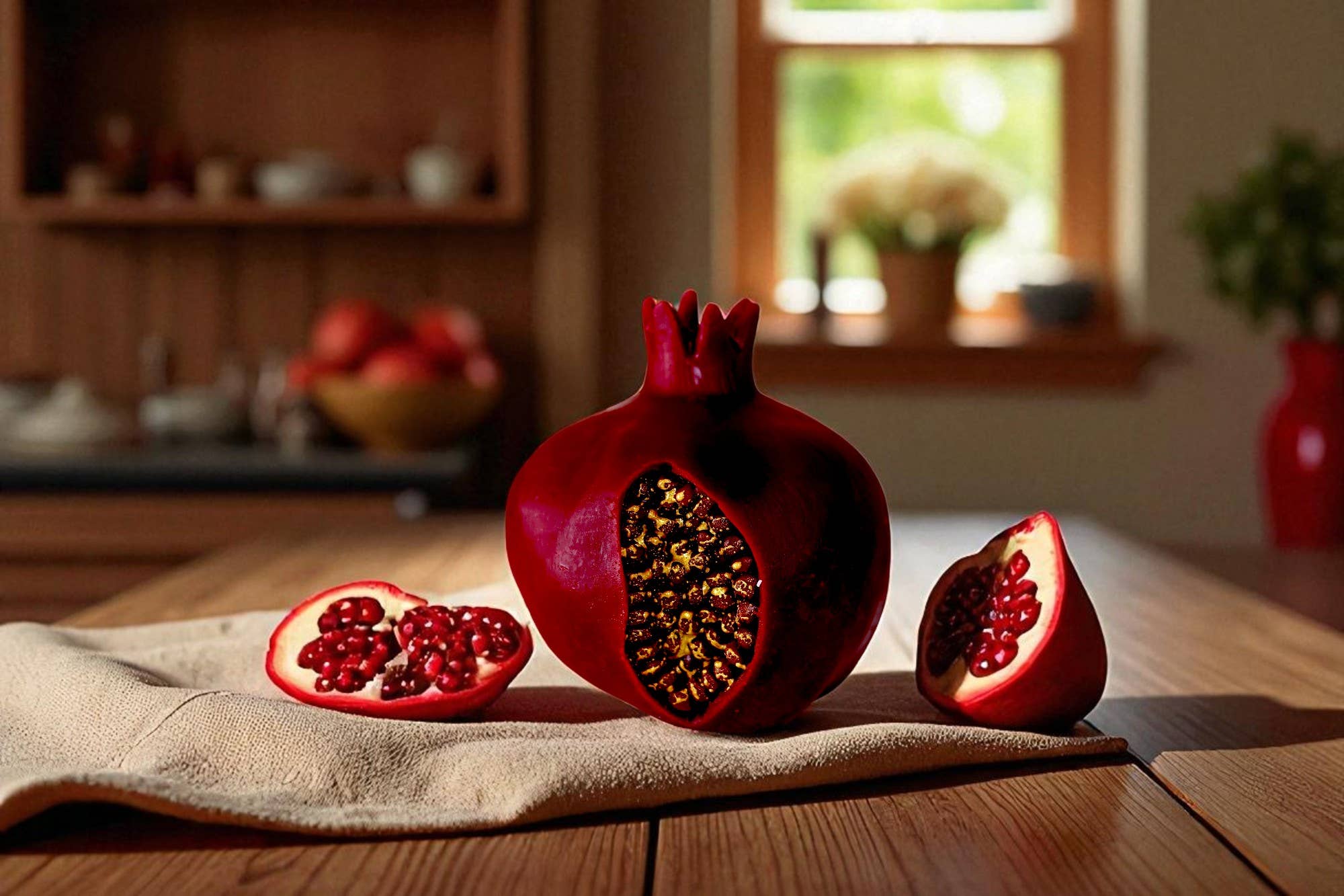 Pomegranate Candle with Golden Seeds 3.5x3in - Image 3
