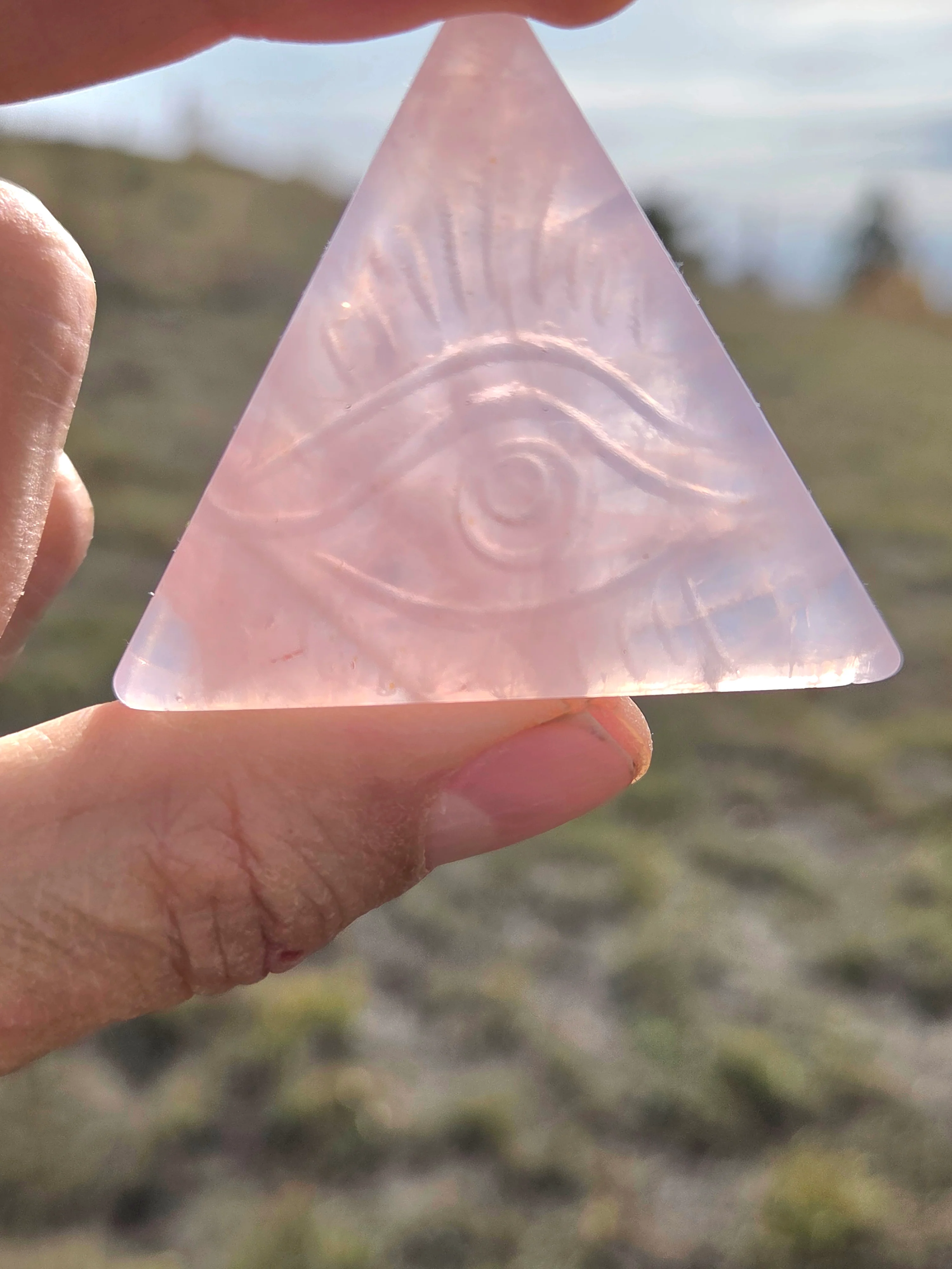 Flourite and Rose Quartz Protective Eye Triangles - Image 2