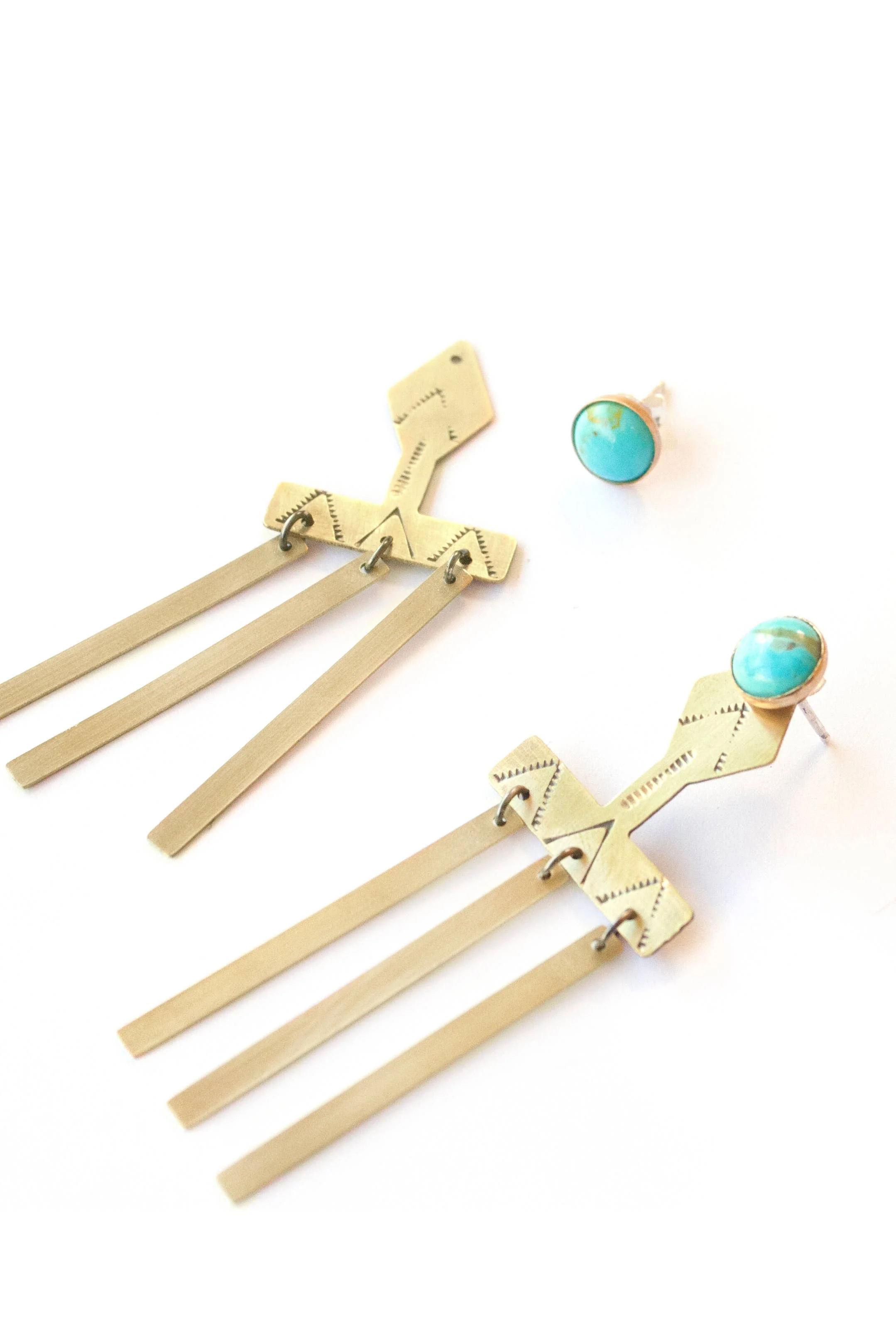 Stamped Brass Ear Jackets w/ Semi Precious Stone  - Image 4