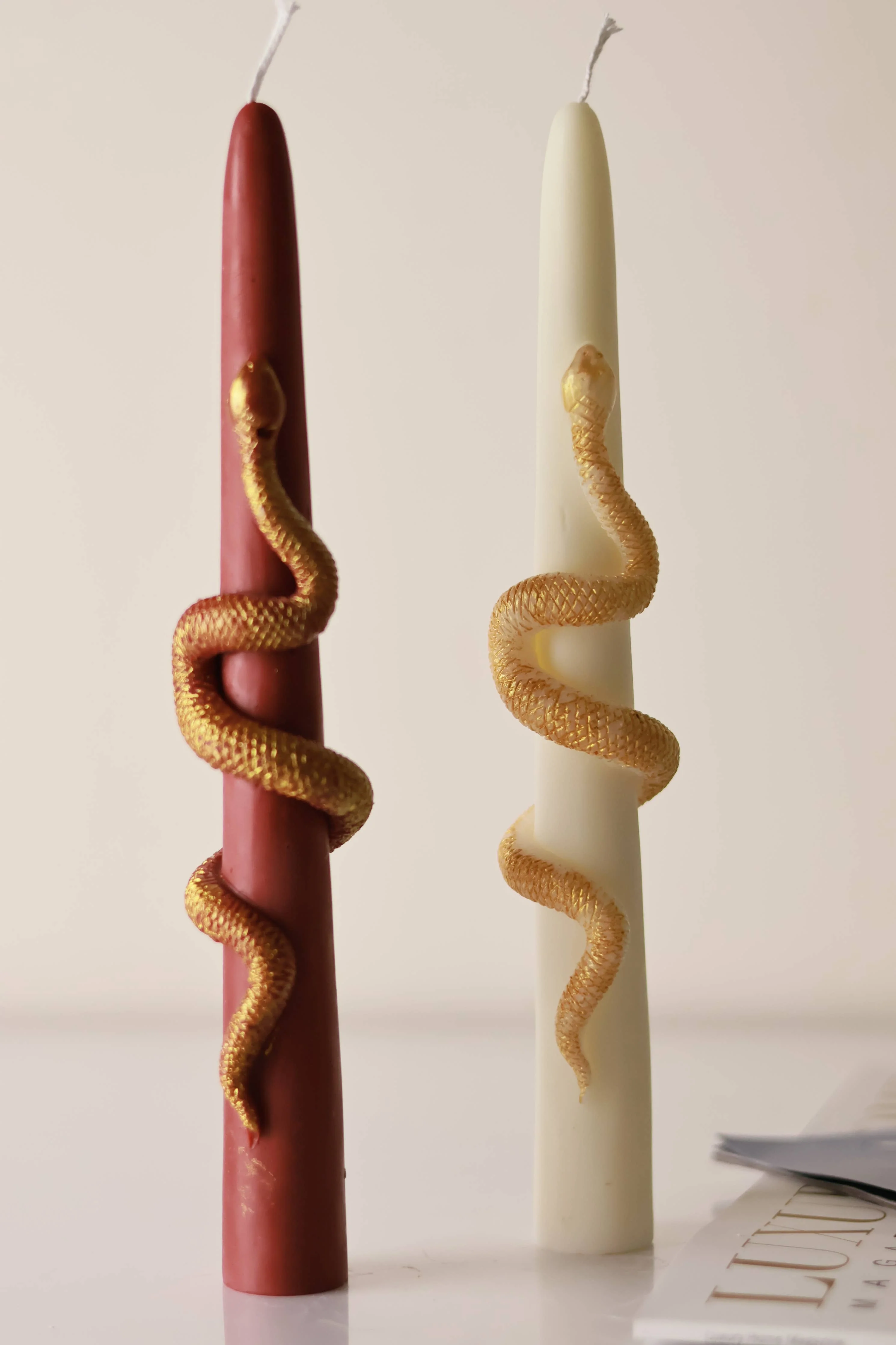 Taper Candle with Gold Snake 9.5x1in - Image 9