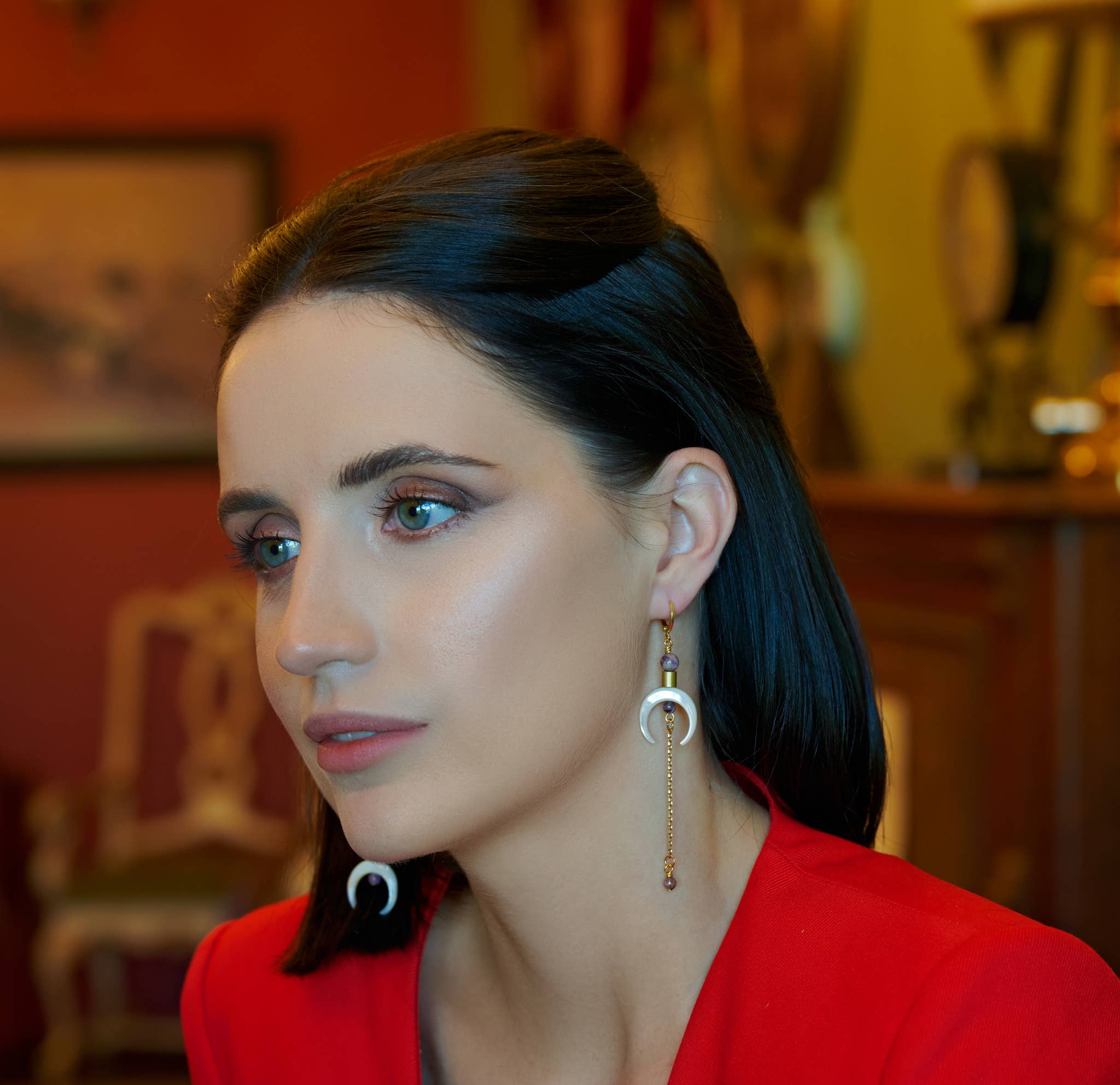 The Melisandra Earring - Long Mismatched Double Horn Earring - Image 3