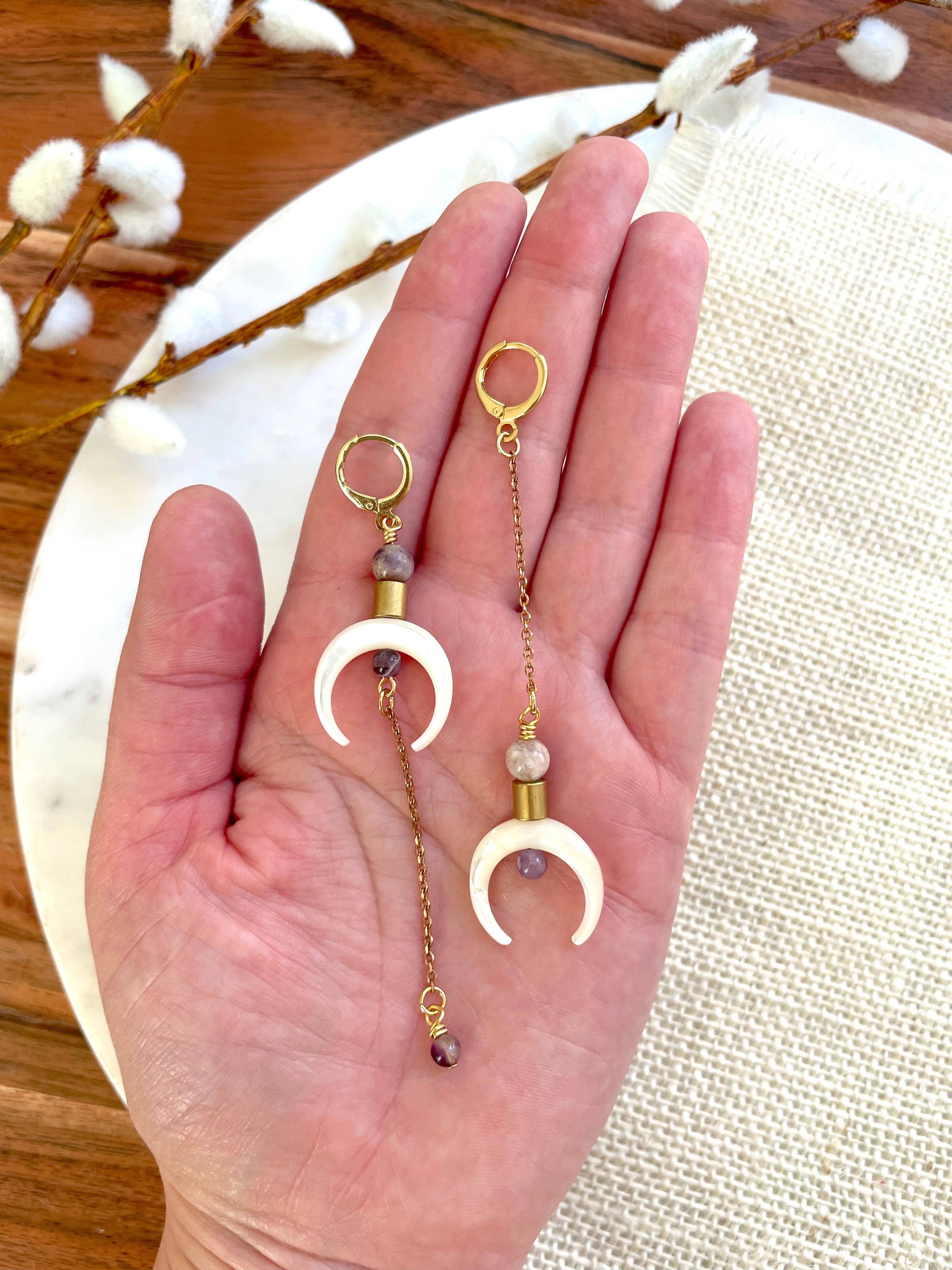 The Melisandra Earring - Long Mismatched Double Horn Earring - Image 6