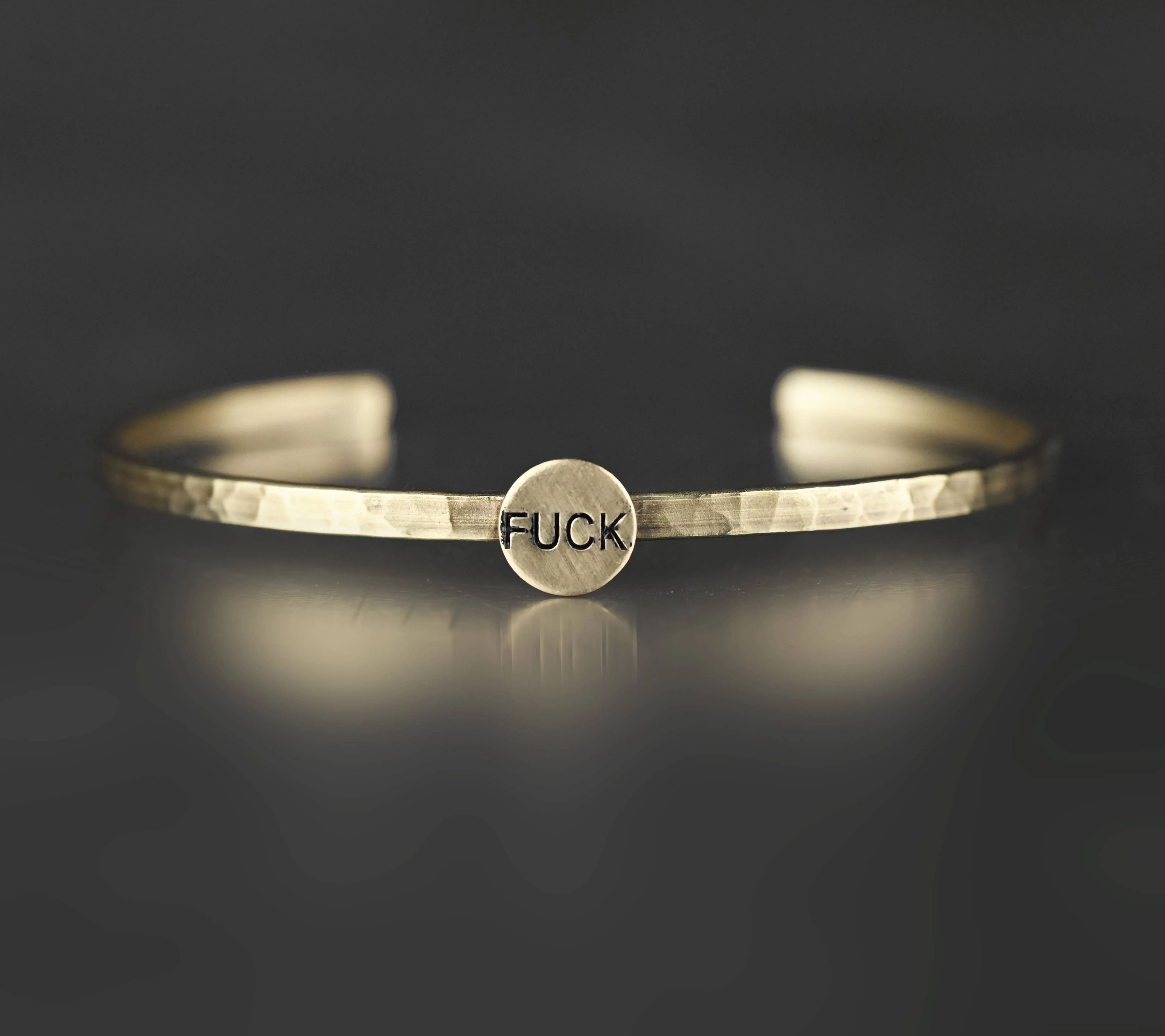 Thin Brass Cuff w/ Stamped Brass F*ck