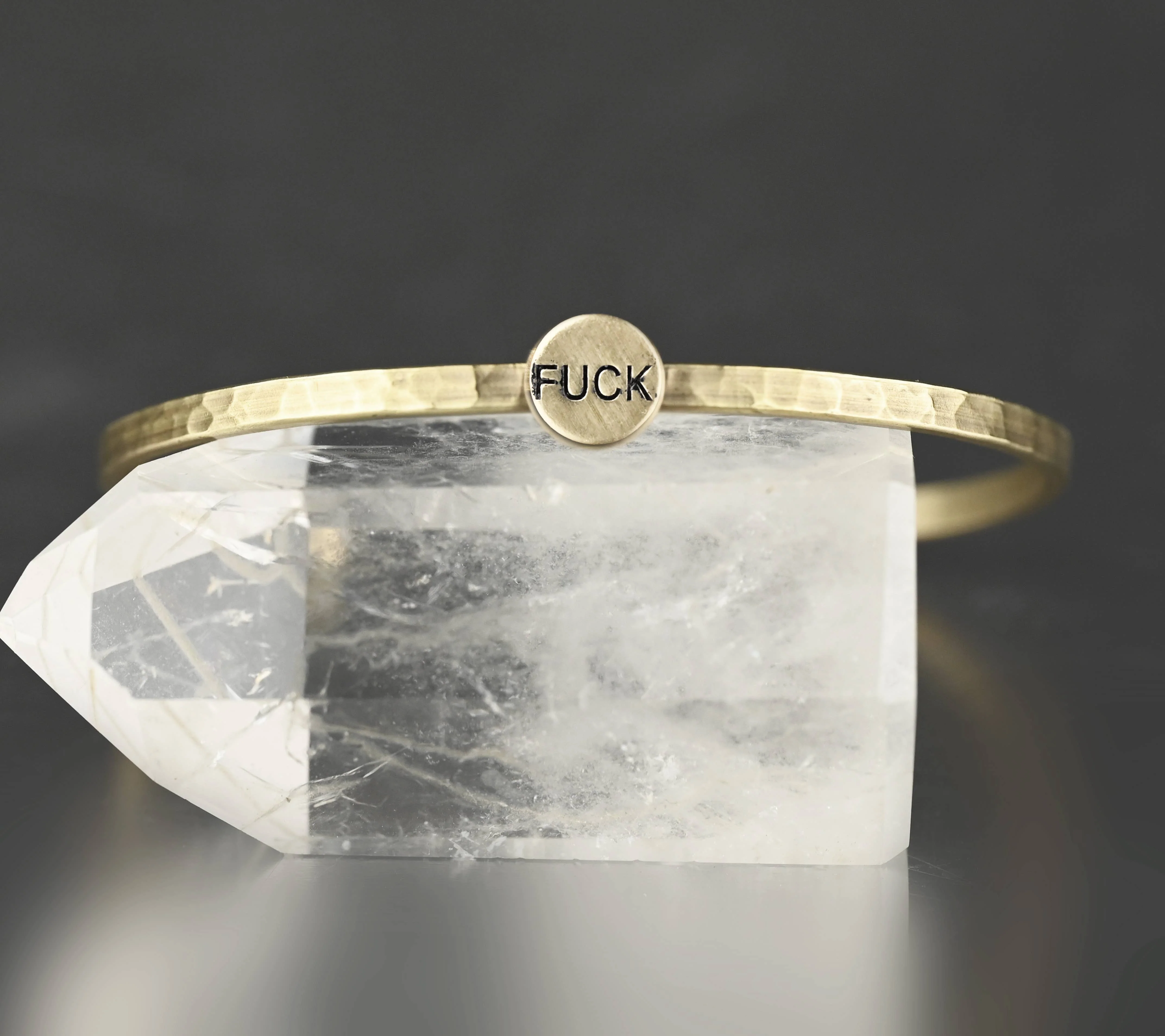 Thin Brass Cuff w/ Stamped Brass F*ck - Image 2